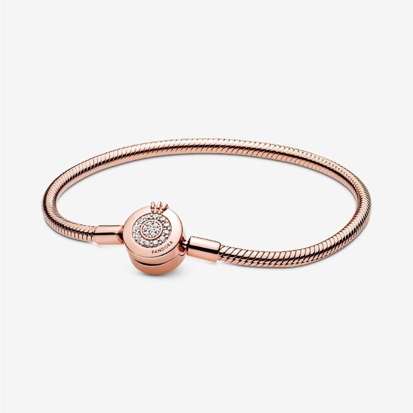 Pandora Jewelry - Pandora Moments Sparkling Crown O Snake Chain Bracelet Rose Gold
